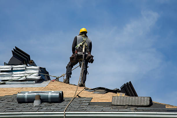 Professional Gutter Installation technician working in Little York, IL